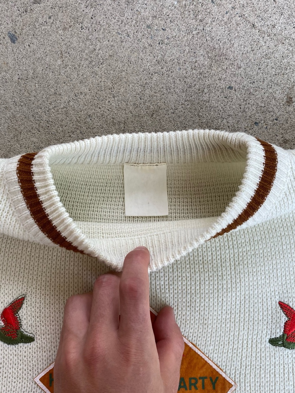 Vintage 90s Cream Hunting Knit Sweater - Picture 4 of 7
